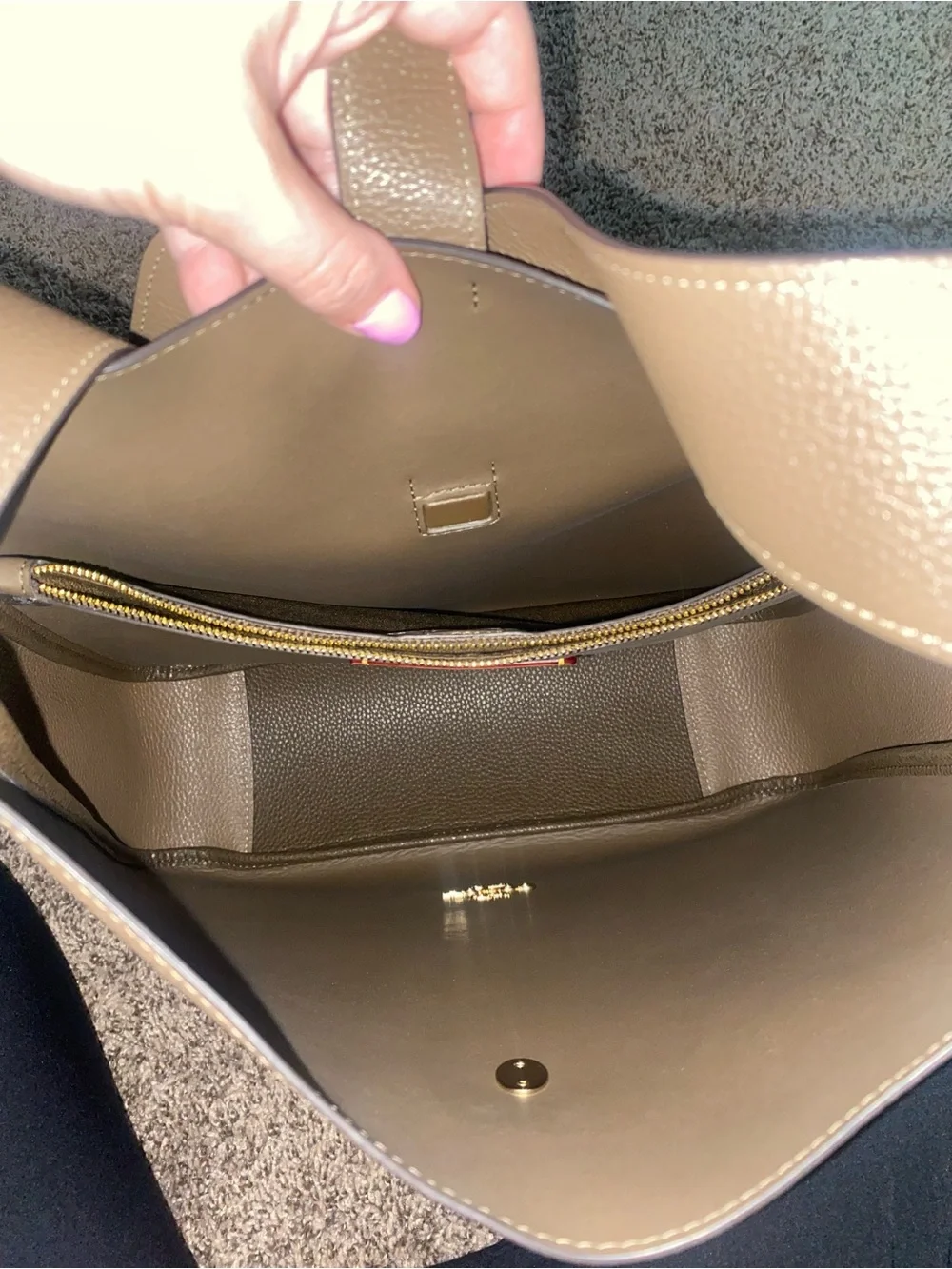 Coach Pebbled Leather Dark Stone Large Hadley Shoulder Bag